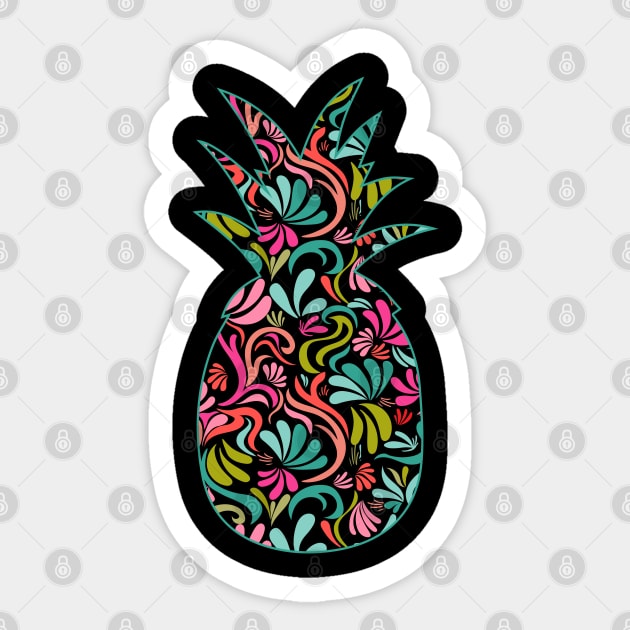 Pineapple folk doodle pattern Sticker by SweetCoolVibes